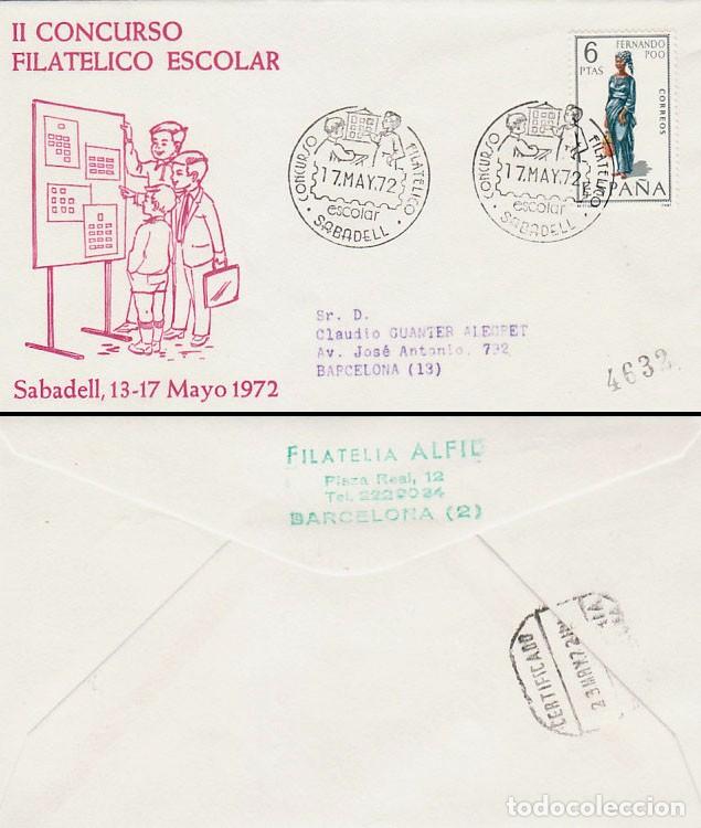 Sellos: A&Ntilde;O 1972, SABADELL, CONCURSO FILATELICO ESCOLAR, SOBRE DE ALFIL CIRCULADO