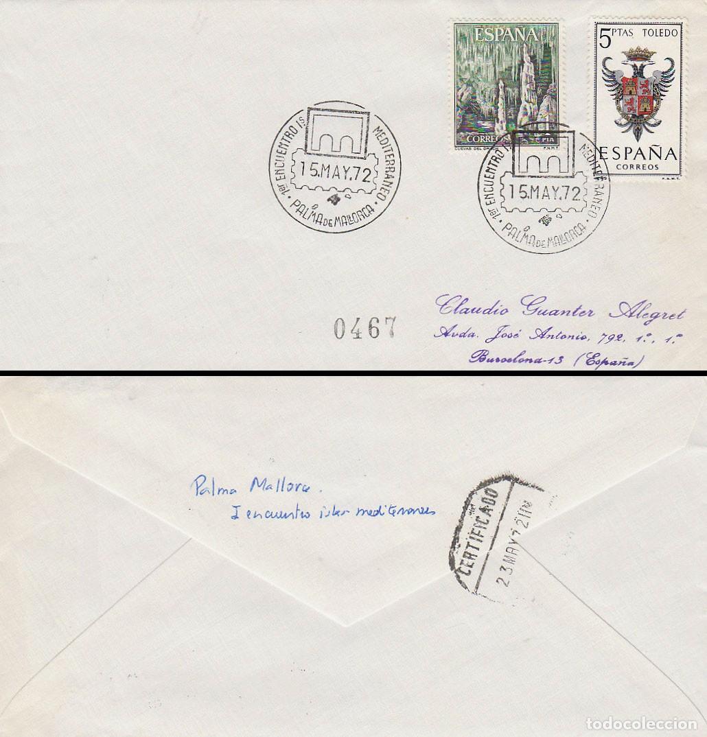 Sellos: A&Ntilde;O 1972, PALMA DE MALLORCA, ENCUENTRO DE LAS ISLAS DEL MEDITERRANEO, SOBRE CIRCULADO