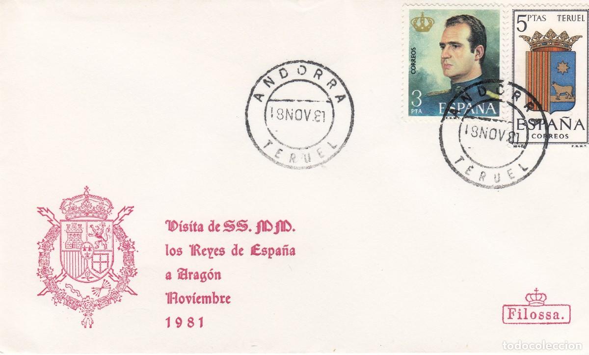 Sellos: MATASELLOS - VISITA OFICIAL SSMM LOS REYES DE ESPA&Ntilde;A A ARAG&Oacute;N - ANDORRA (TERUEL) 19-11-1981