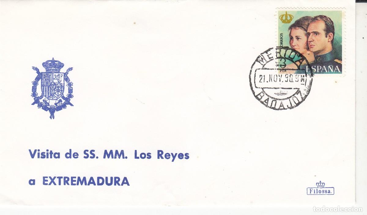 Sellos: MATASELLOS - VISITA OFICIAL SSMM LOS REYES A EXTREMADURA - M&Eacute;RIDA (BADAJOZ) 21-11-1990