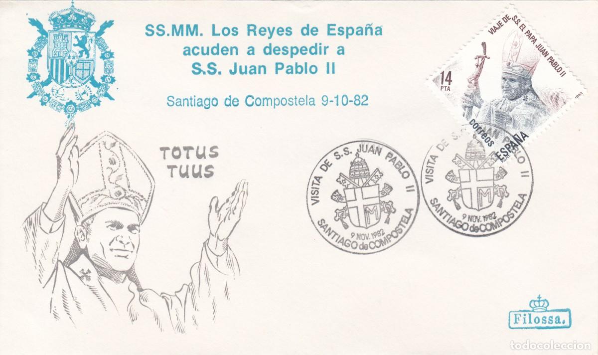 Selos: MATASELLOS - VISITA DE SS JUAN PABLO II A SANTIAGO DE COMPOSTELA - 1982 - EN SOBRE MONARQU&Iacute;A
