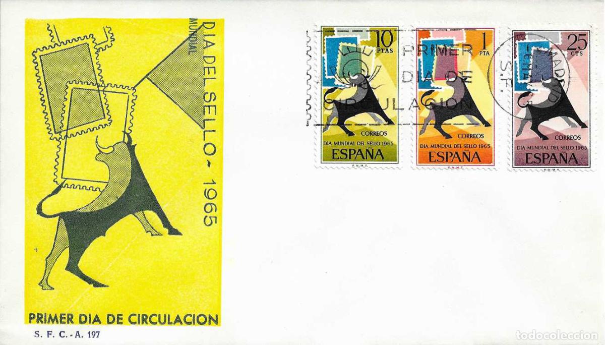 Sellos: TOROS TAUROMAQUIA DIA MUNDIAL SELLO 1965 (EDIFIL 1667/69) SPD SIN CIRCULAR SERVICIO FILATELICO XZX