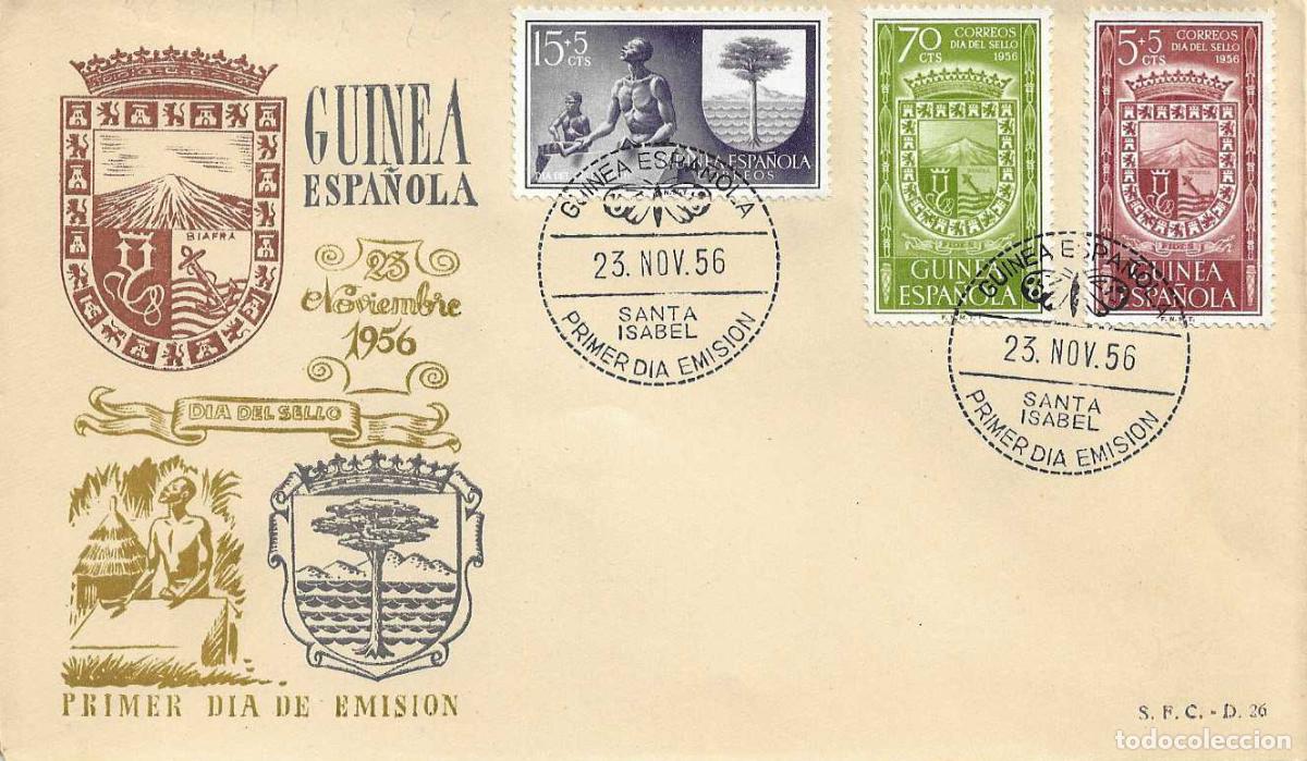 Sellos: GUINEA ESPA&Ntilde;OLA HERALDICA DIA DEL SELLO 1956 (EDIFIL 362/64) EN SPD SIN CIRCULAR SERVICIO FILATELICO