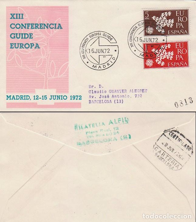Sellos: A&Ntilde;O 1972, MADRID, conferencia europea guide, asociaci&oacute;n ense&ntilde;anza a distancia, SOBRE ALFIL CIRCULADO