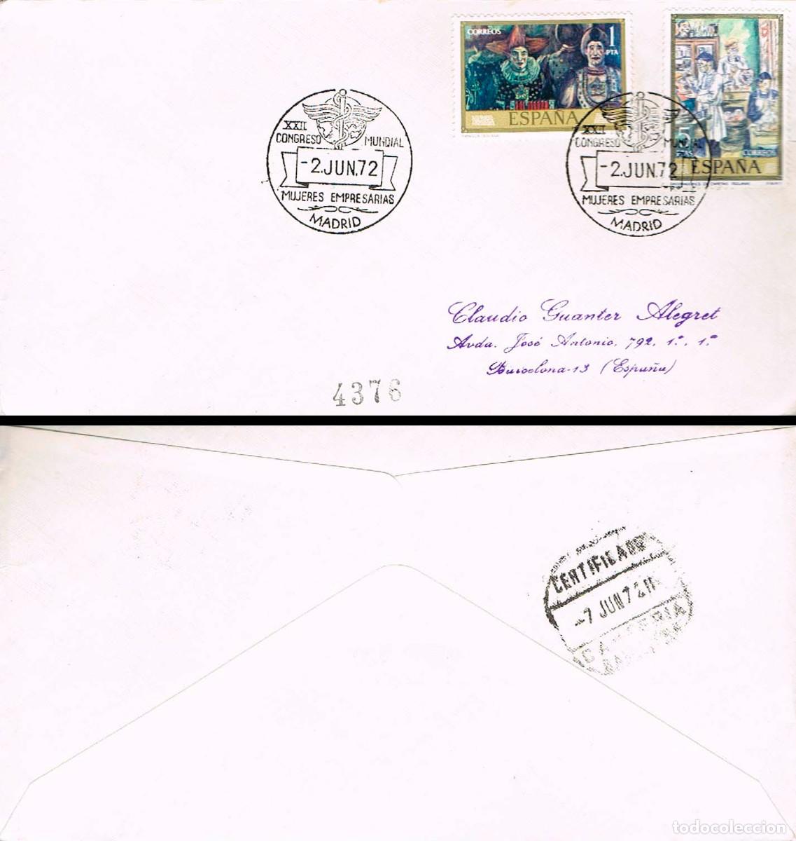 Sellos: A&Ntilde;O 1972, MADRID, mujeres empresarias, sobre circulado