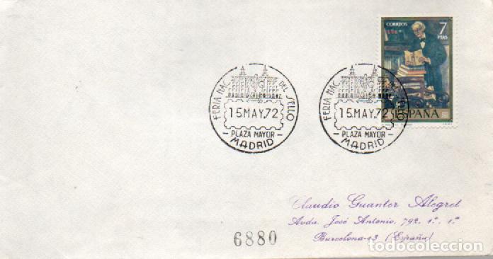 Sellos: A&Ntilde;O 1972, MADRID, PLAZA MAYOR, SOBRE CIRCULADO, con llegada al dorso