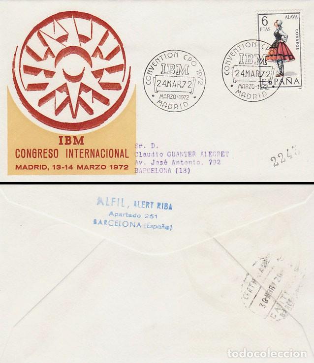 Sellos: A&Ntilde;O 1972, MADRID, IBM, convenci&oacute;n, sobre de Alfil circulado