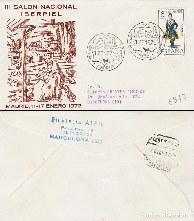 Sellos: A&Ntilde;O 1972, MADRID, SALON INTERNACIONAL IBERPIEL, sobre de Alfil circulado