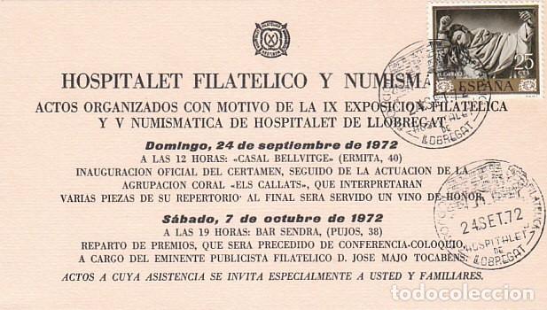 Sellos: A&Ntilde;O 1972, HOSPITALET, EXPOSICION FILATELICA, EN RELACION DE ACTOS