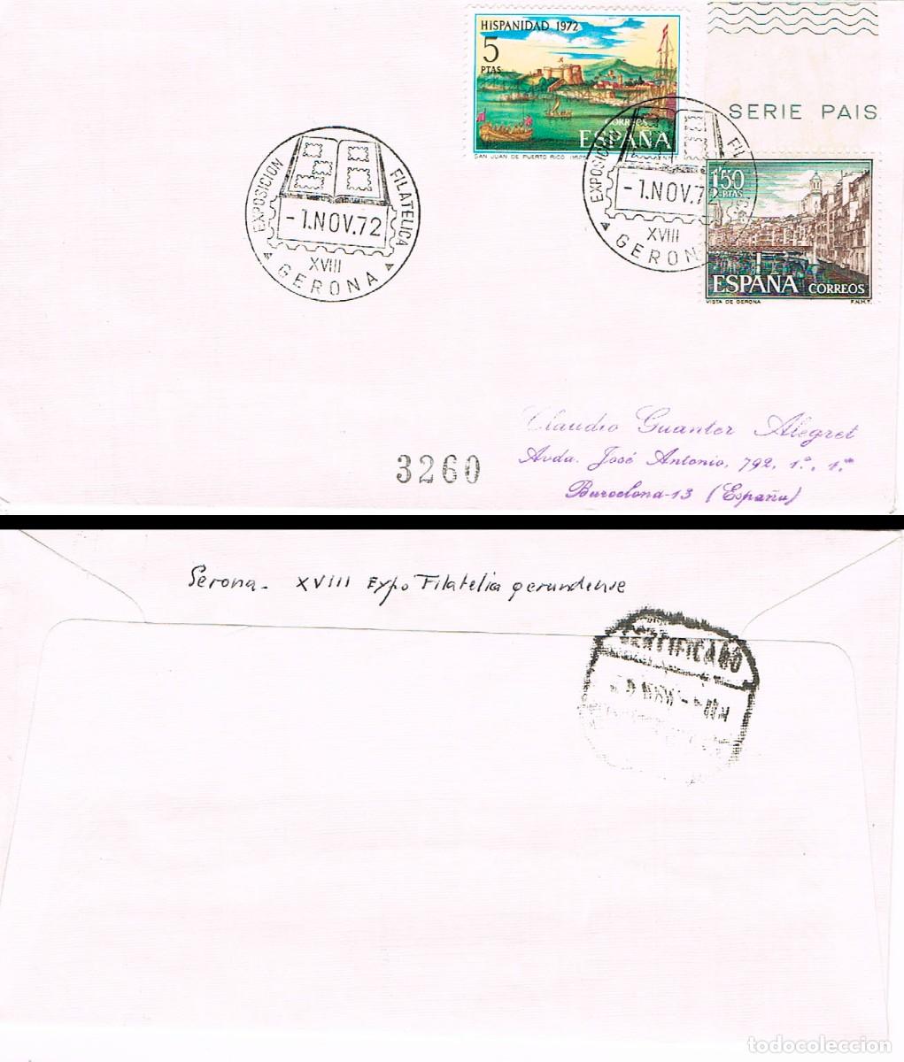 Selos: A&Ntilde;O 1972, GERONA, EXPOSICION FILATELICA, SOBRE CIRCULADO