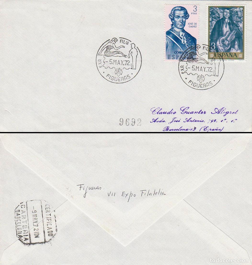 Selos: A&Ntilde;O 1972, FIGUERAS (GERONA), SIRENA, SOBRE CIRCULADO
