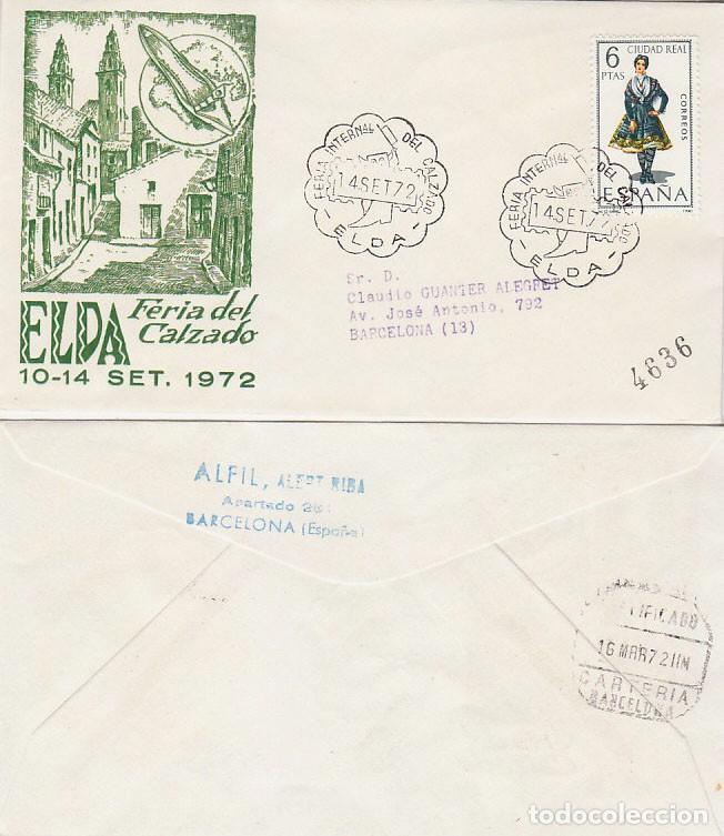Sellos: A&Ntilde;O 1972, ELDA (ALICANTE), FERIA DEL CALZADO DE INVIERNO, SOBRE DE ALFIL CIRCULADO