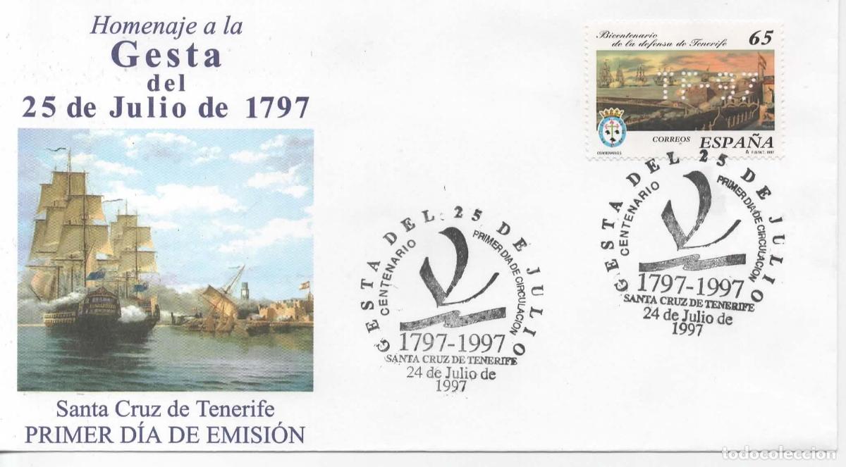 Sellos: SANTA CRUZ DE TENERIFE 1997 GESTA DEL 25 DE JULIO PERFORADO PERFIN