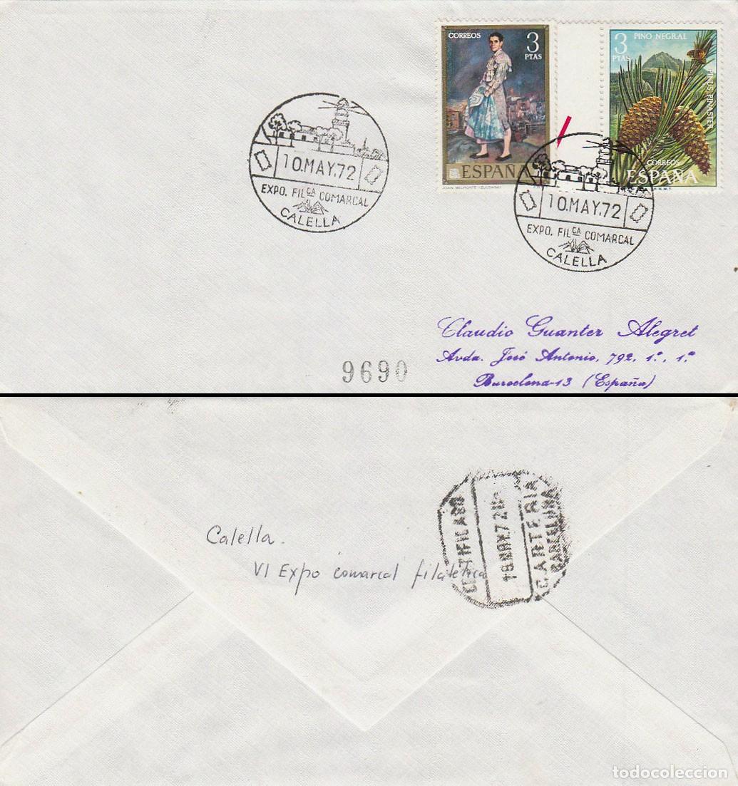 Sellos: A&Ntilde;O 1972, CALELLA, EL FARO, SOBRE CIRCULADO