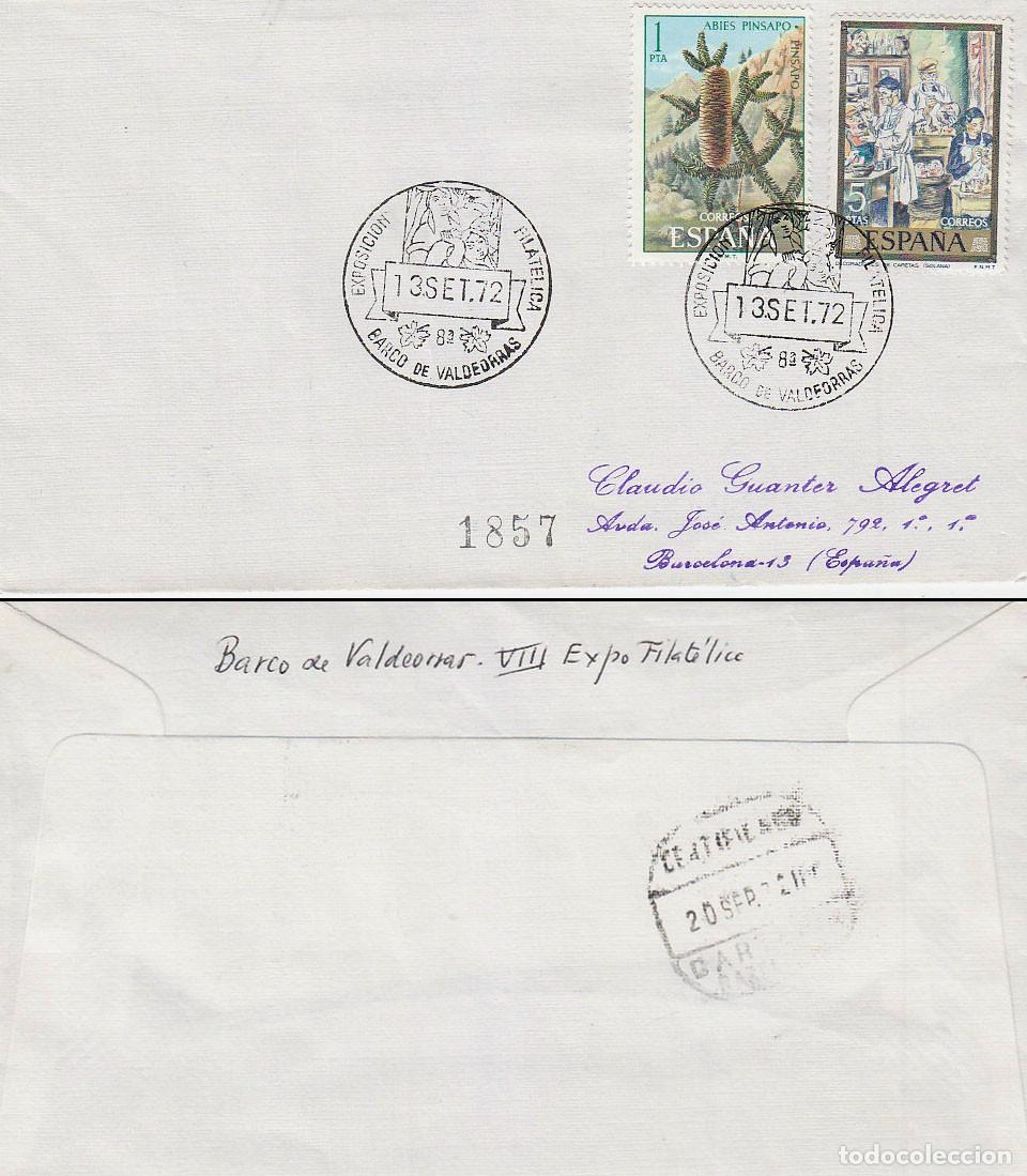 Sellos: A&Ntilde;O 1972, BARCO DE VALDEORRAS (ORENSE), EXPOSICION FILATELICA, SOBRE CIRCULADO