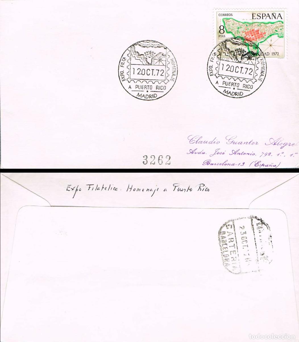 Sellos: EDIFIL N&ordm; 2110, HISPANIDAD, PUERTO RICO, PLANO DE SAN JUAN DE PUERTO RICO, PRIMER DIA 12-10-1972