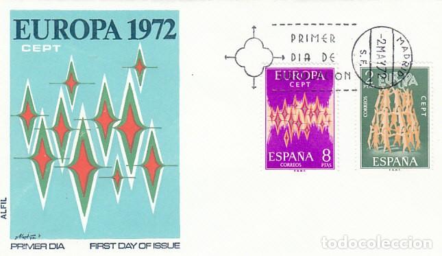 Sellos: EDIFIL 2090/1, EUROPA 1972, PRIMER D&Iacute;A DE 2-5-1972 SOBRE DE ALFIL
