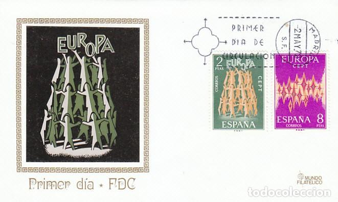 Sellos: EDIFIL 2090/1, EUROPA 1972, PRIMER D&Iacute;A DE 2-5-1972 SOBRE DE MUNDO FILATELICO