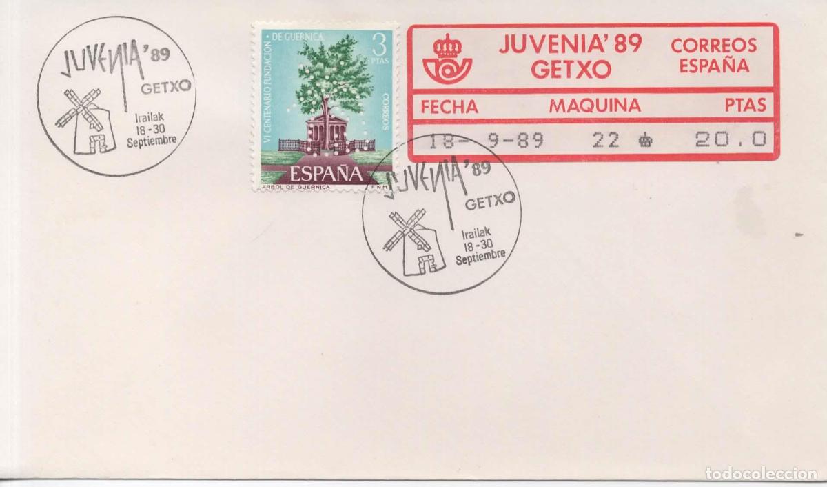 Sellos: GETXO VIZCAYA JUEVENIA 89 CON PERFORADO MOLINO DE VIENTP WINDMILL Y ATM ESPECIAL