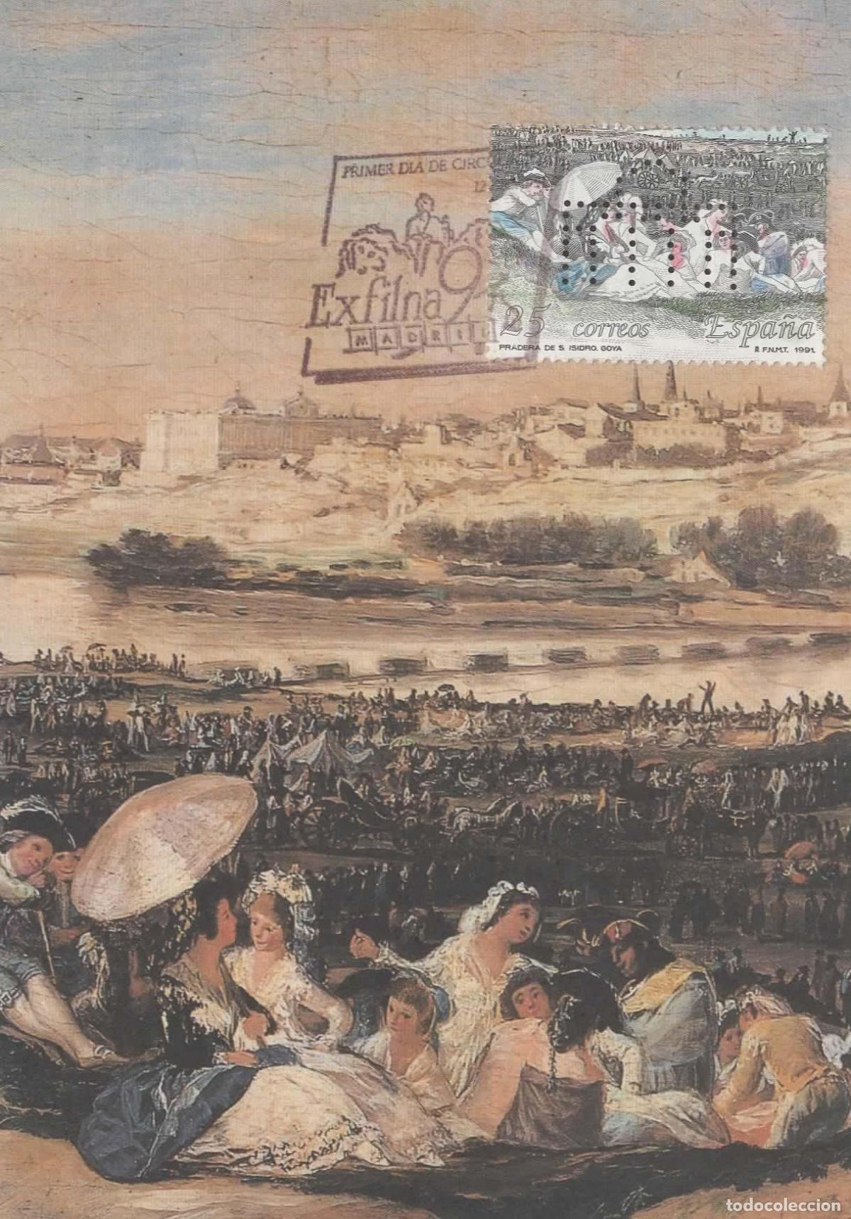 Sellos: MADRID GOYA EXFILNA 91 PERFORADO PERFIN PUERTA DE ALCALA PINTURA ARTE