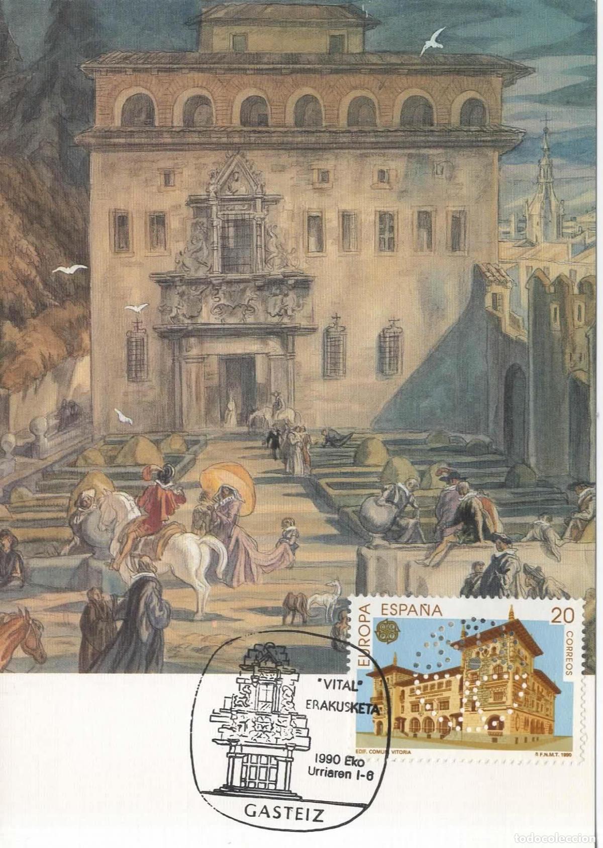 Sellos: VITORIA ALAVA 1990 MAT EXPOSICION VITAL PERFORADO PERFIN