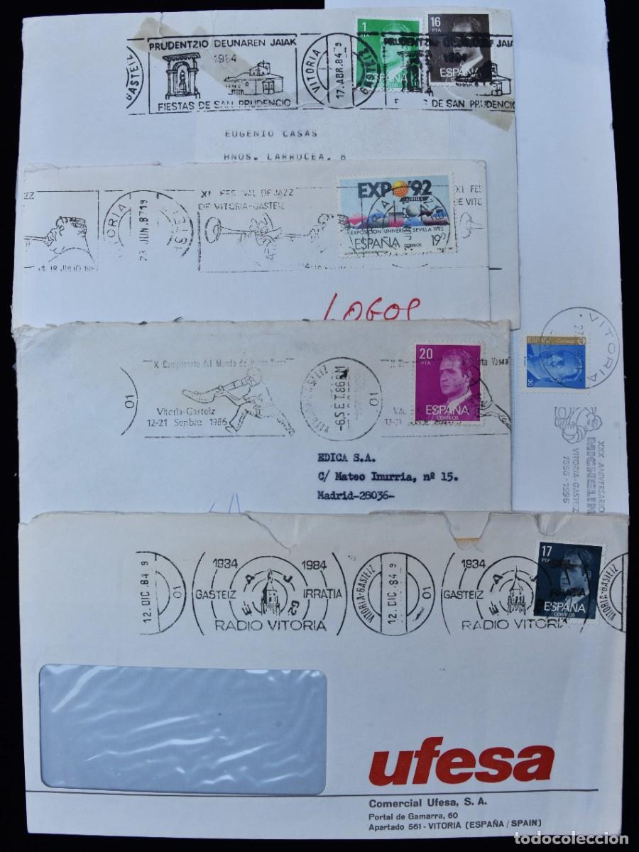 Sellos: 5 sobres Vitoria - Gasteiz, &Aacute;lava- Araba con franqueos mec&aacute;nicos publicitarios. 1984-1987 y 1996