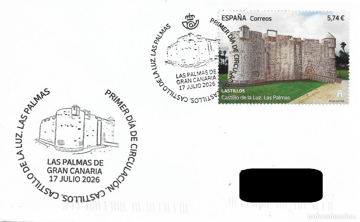 Sellos: ESPA&Ntilde;A. SOBRE PRIMER DIA. CASTILLO DE LA LUZ. LAS PALMAS DE GRAN CANARIA. 2026