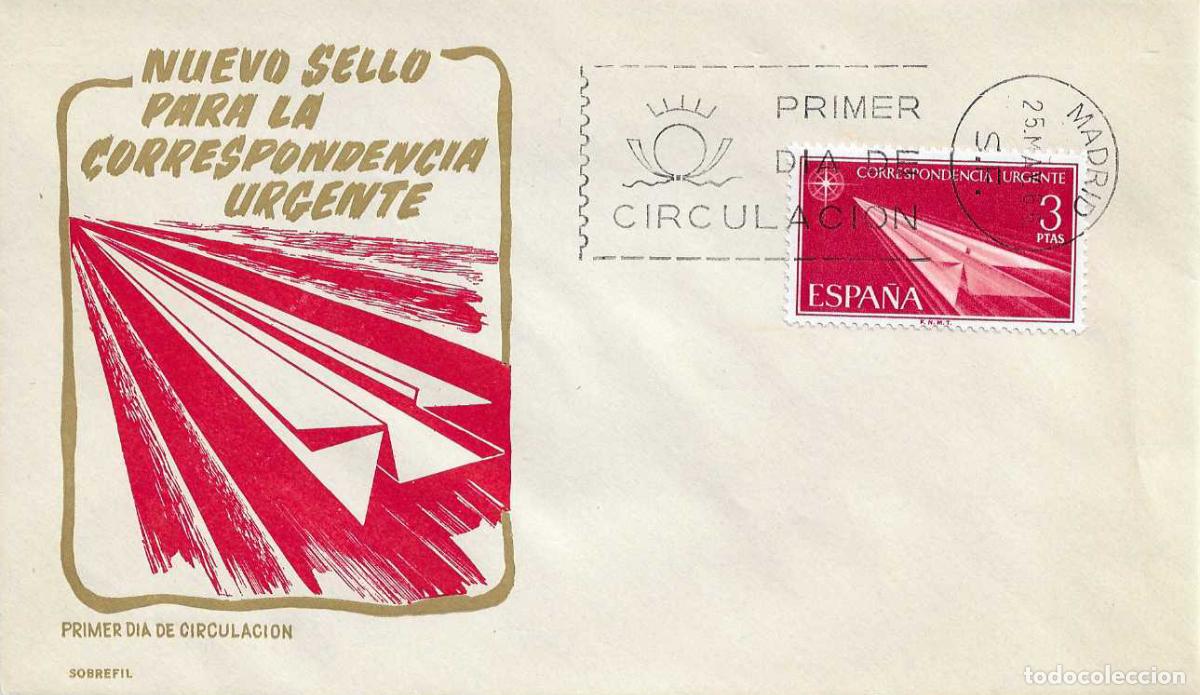 Sellos: NUEVO SELLO PARA LA CORRESPONDENCIA URGENTE 1965 (EDIFIL 1671) EN SOBRE PRIMER DIA SOBREFIL RARO ASI