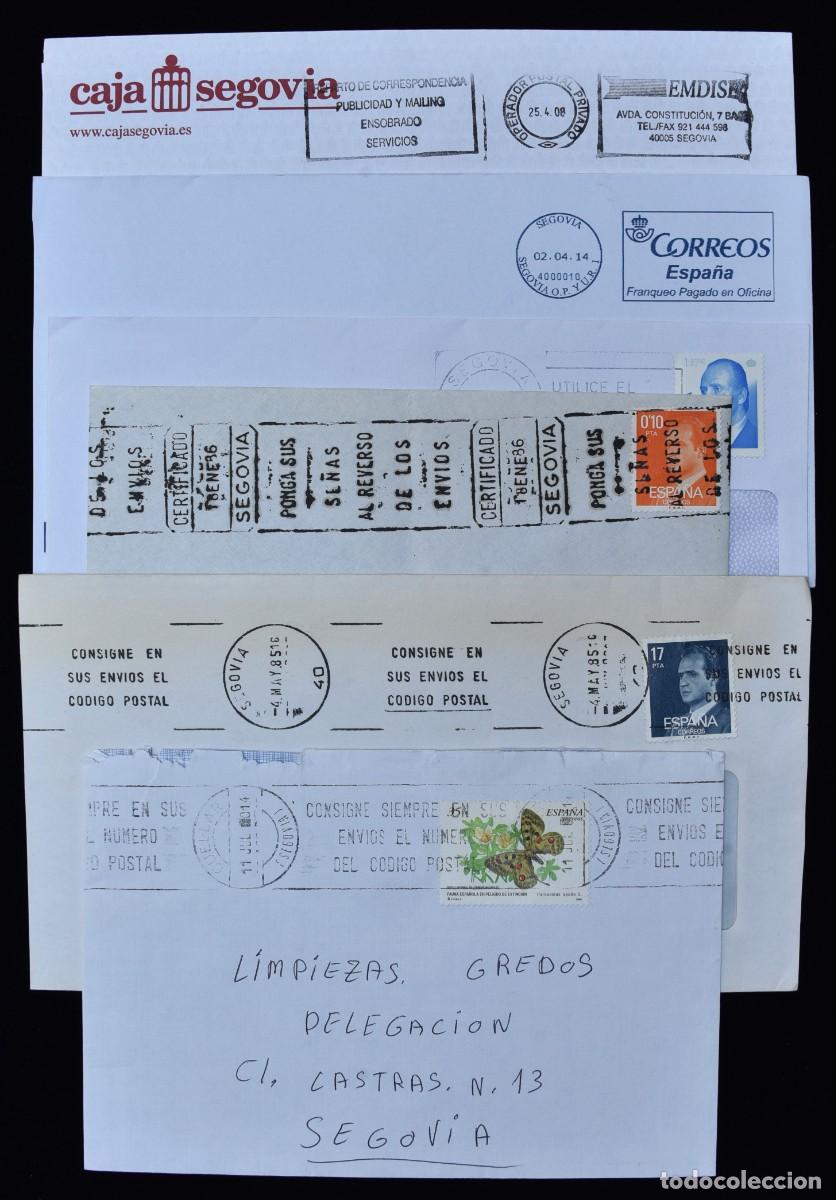 Sellos: 6 cartas de Segovia ( 1 de Cuellar) con franqueo mec&aacute;nico rodillo publicitario y matasellos especial