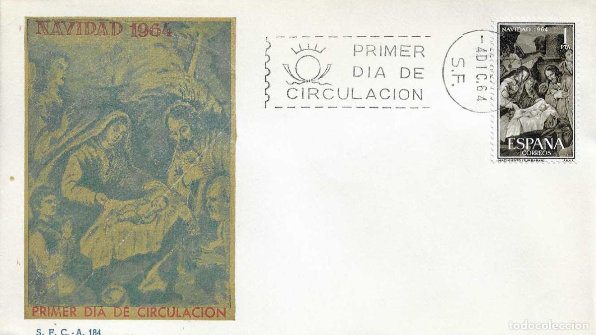 Sellos: NAVIDAD 1964 PINTURA DE ZURBARAN (EDIFIL 1630) EN SPD SIN CIRCULAR DEL SERVICIO FILATELICO XZX