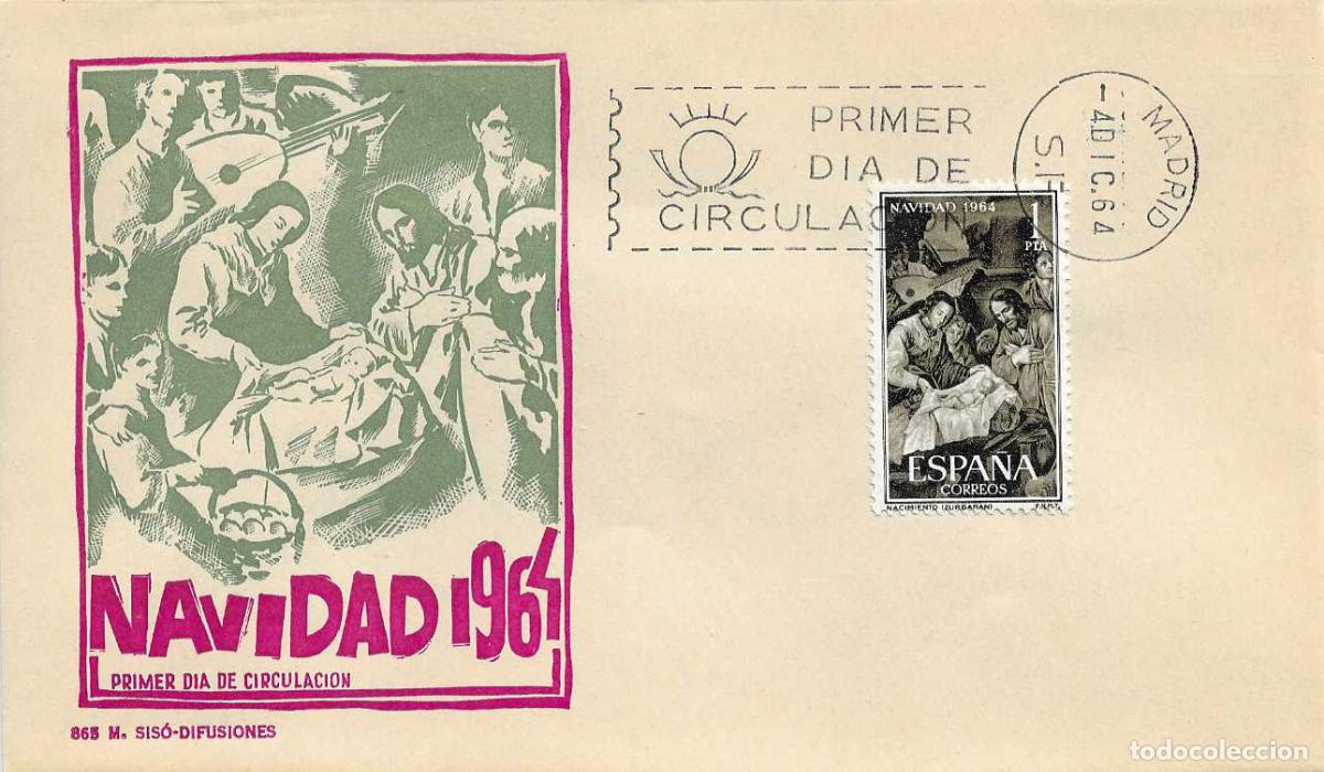 Sellos: NAVIDAD 1964 NACIMIENTO DE ZURBARAN (EDIFIL 1630) EN SPD SIN CIRCULAR DE MS RARO ASI