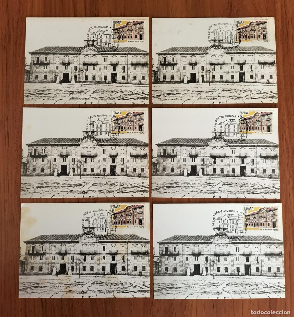 Sellos: LOTE DE 6 TARJETAS M&Aacute;XIMAS POSTALES (PRIMER DIA) 1985 - D&Iacute;A DE LAS FUERZAS ARMADAS.