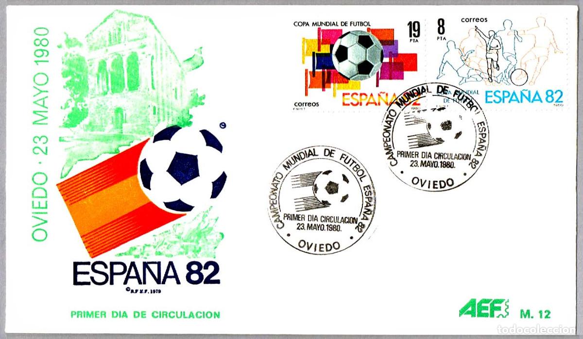 Sellos: Matasellos Primer Dia CAMP. DEL MUNDO DE FUTBOL ESPA&Ntilde;A 82. Oviedo, Asturias, 1980