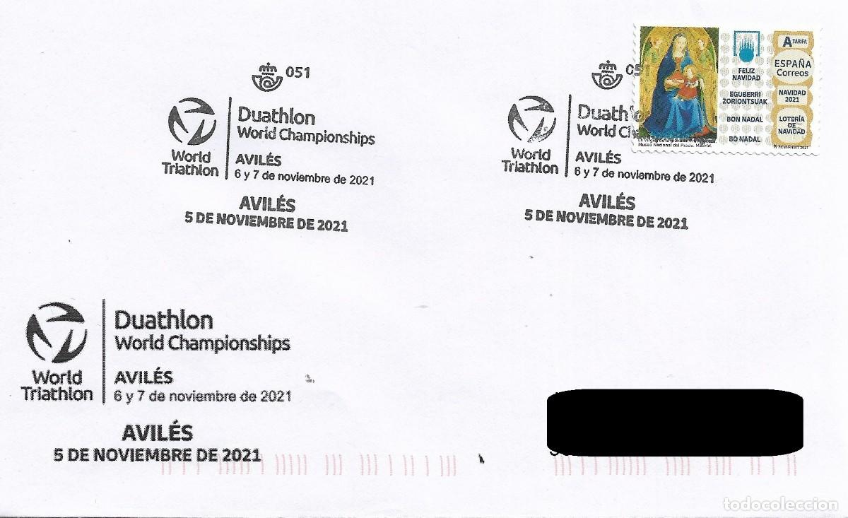 Sellos: ESPA&Ntilde;A. MATASELLOS ESPECIAL. DUATHLON WORLD CHAMPIONSHIP. AVILES. 2021