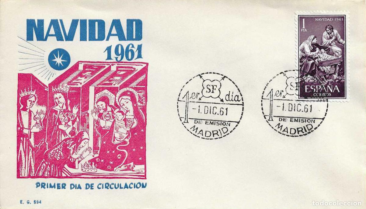 Timbres: NAVIDAD 1961 LA SAGRADA FAMILIA (EDIFIL 1400) EN SOBRE PRIMER DIA SIN CIRCULAR DE EG REYES MAGOS