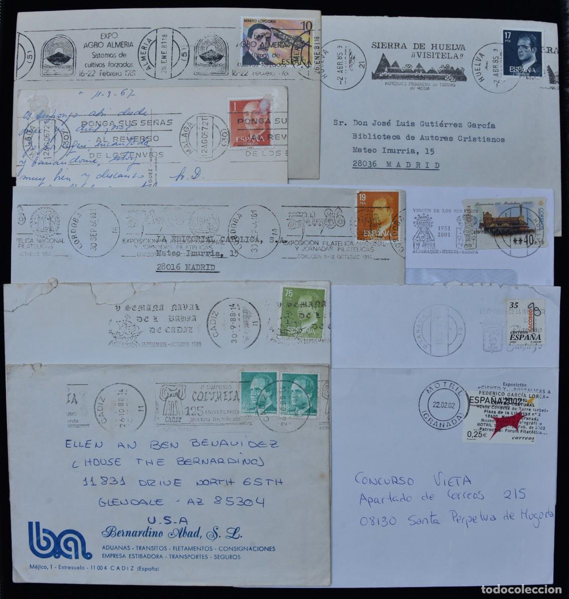 Sellos: 9 Andaluc&iacute;a Franqueo mec&aacute;nico publicidad C&aacute;diz, Motril, Granada, Huelva, Aljaraque, M&aacute;laga, Almer&iacute;a