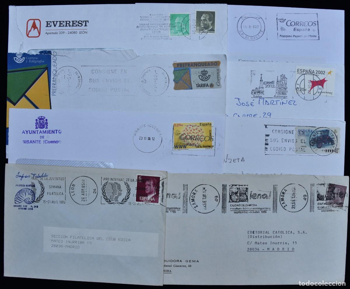 Timbres: 8 cartas Castilla la Mancha y Castilla Le&oacute;n, con franqueo mec&aacute;nico rodillo publicitario.