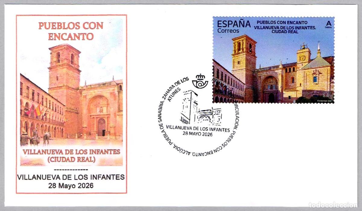 Sellos: Matasellos Primer Dia PUEBLOS CON ENCANTO - VILLANUEVA DE LOS INFANTES, Ciudad Real, 2026