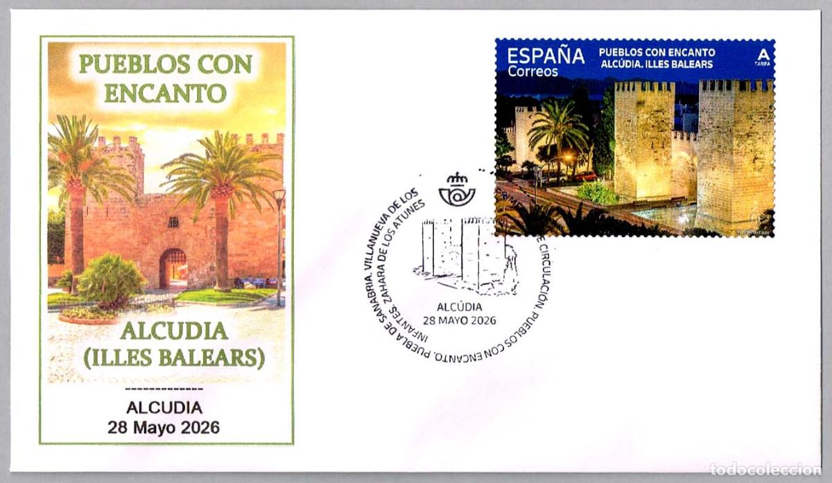 Sellos: Matasellos Primer Dia PUEBLOS CON ENCANTO - ALCUDIA, Baleares, 2026