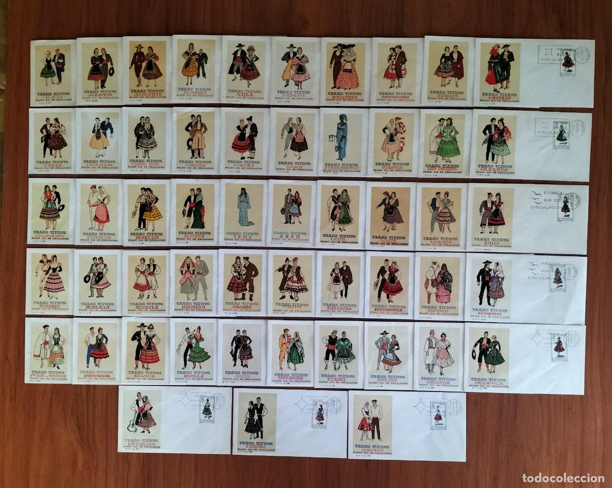 Sellos: SOBRES PRIMER DIA DE CIRCULACI&Oacute;N (53)- TRAJES REGIONALES DE ESPA&Ntilde;A - COMPLETA.