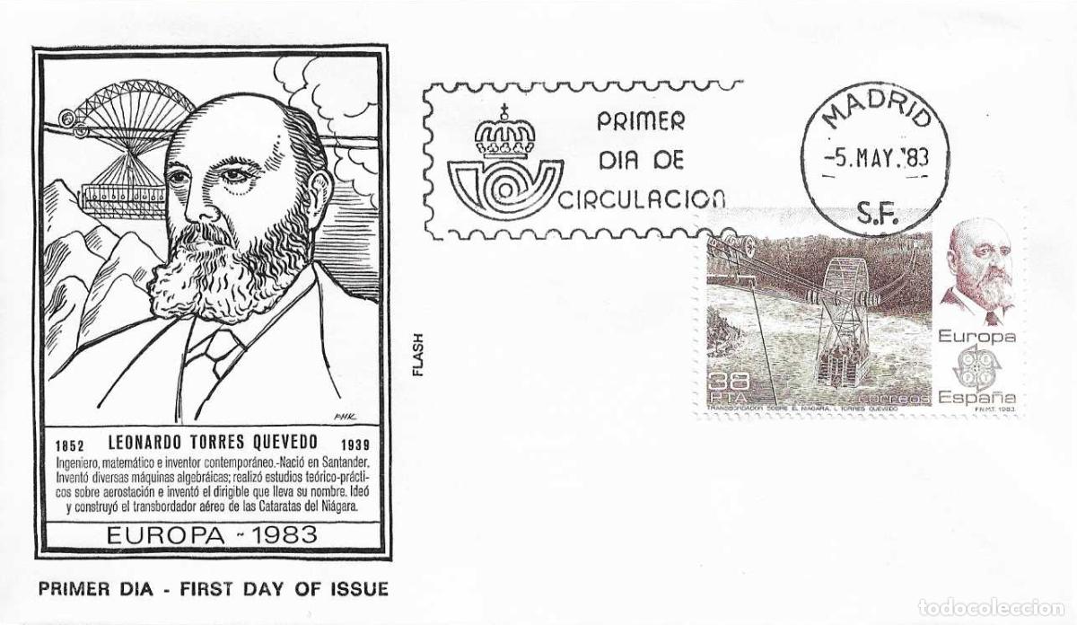 Sellos: LEONARDO TORRES QUEVEDO TRANSBORDADOR NIAGARA EUROPA 1983 (EDIFIL 2704) EN SPD DE FLASH MADRID XZX
