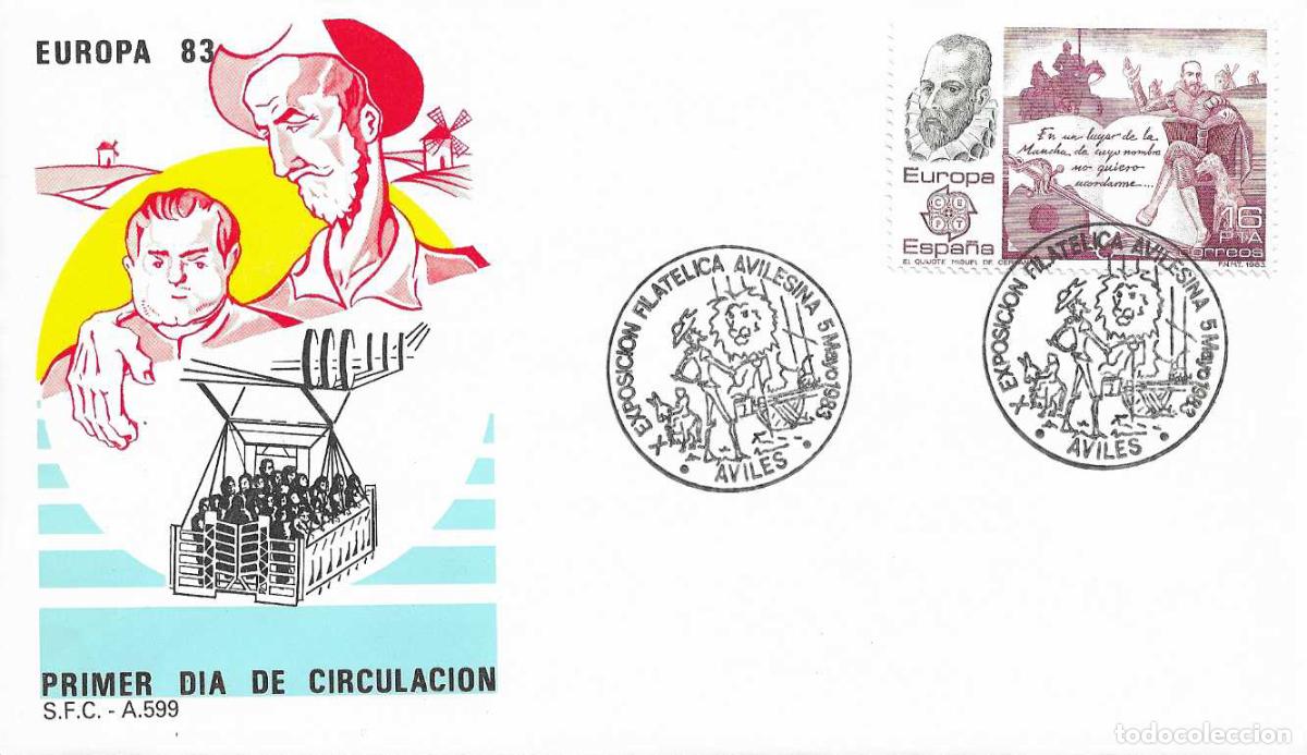 Sellos: CERVANTES EL INGENIOSO HIDALDO DON QUIJOTE DE LA MANCHA EUROPA 1983 (EDIFIL 2703) EN SPD SFC AVILES