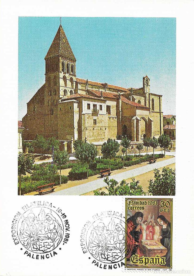 Sellos: IGLESIA DE SANTA EULALIA EN PAREDES DE NAVA TARJETA MATASELLOS NAVIDAD EXPOSICION FIL PALENCIA 1981