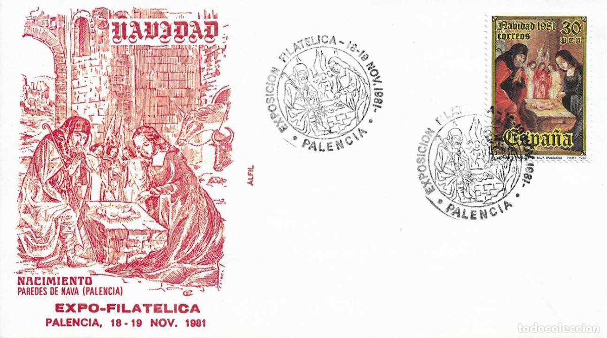 Sellos: NAVIDAD PINTURA JUAN DE FLANDES EXPOSICION, PALENCIA 1981. MATASELLOS EN SOBRE ALFIL PAREDES DE NAVA