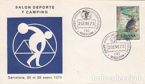 Sellos: A&Ntilde;O 1973, BARCELONA, SALON DEL DEPORTE Y CAMPING, SOBRE OFICIAL