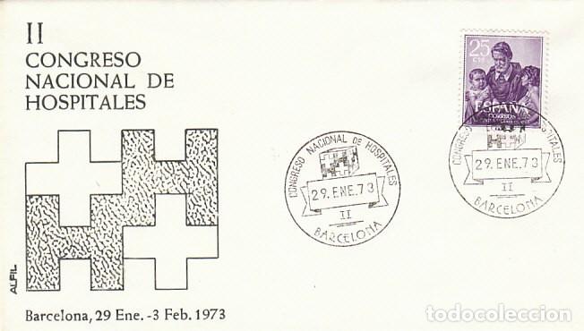 Sellos: A&Ntilde;O 1973, BARCELONA, CONGRESO NACIONAL DE HOSPITALES, SOBRE DE ALFIL, MEDICINA