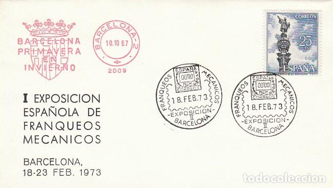 Sellos: A&Ntilde;O 1973, BARCELONA, PRIMERA EXPOSICION ESPA&Ntilde;OLA DE FRANQUEOS MECANICOS, EN SOBRE OFICIAL