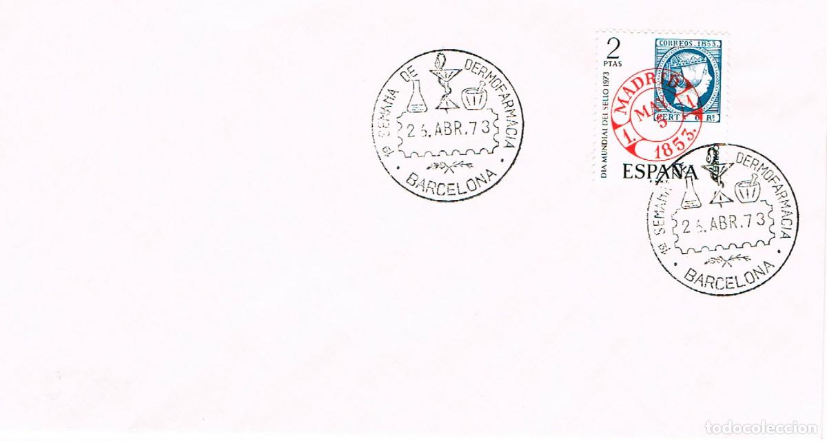 Sellos: A&Ntilde;O 1973, BARCELONA, Dermofarmacia, 1&ordf; semana, Medicina, farmacia