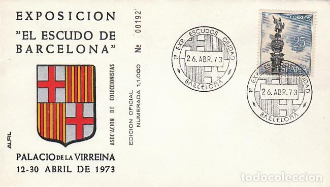 Sellos: A&Ntilde;O 1973, ESCUDO CIUDAD DE BARCELONA, SOBRE DE ALFIL