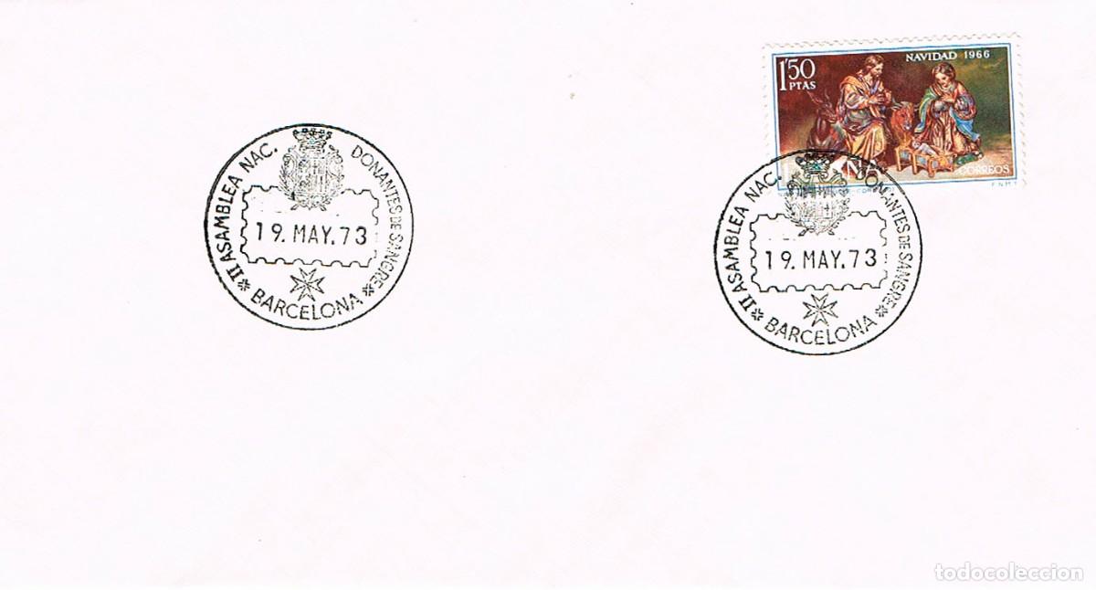 Sellos: A&Ntilde;O 1973, BARCELONA, Donantes de sangre, Asamblea nacional, Medicina